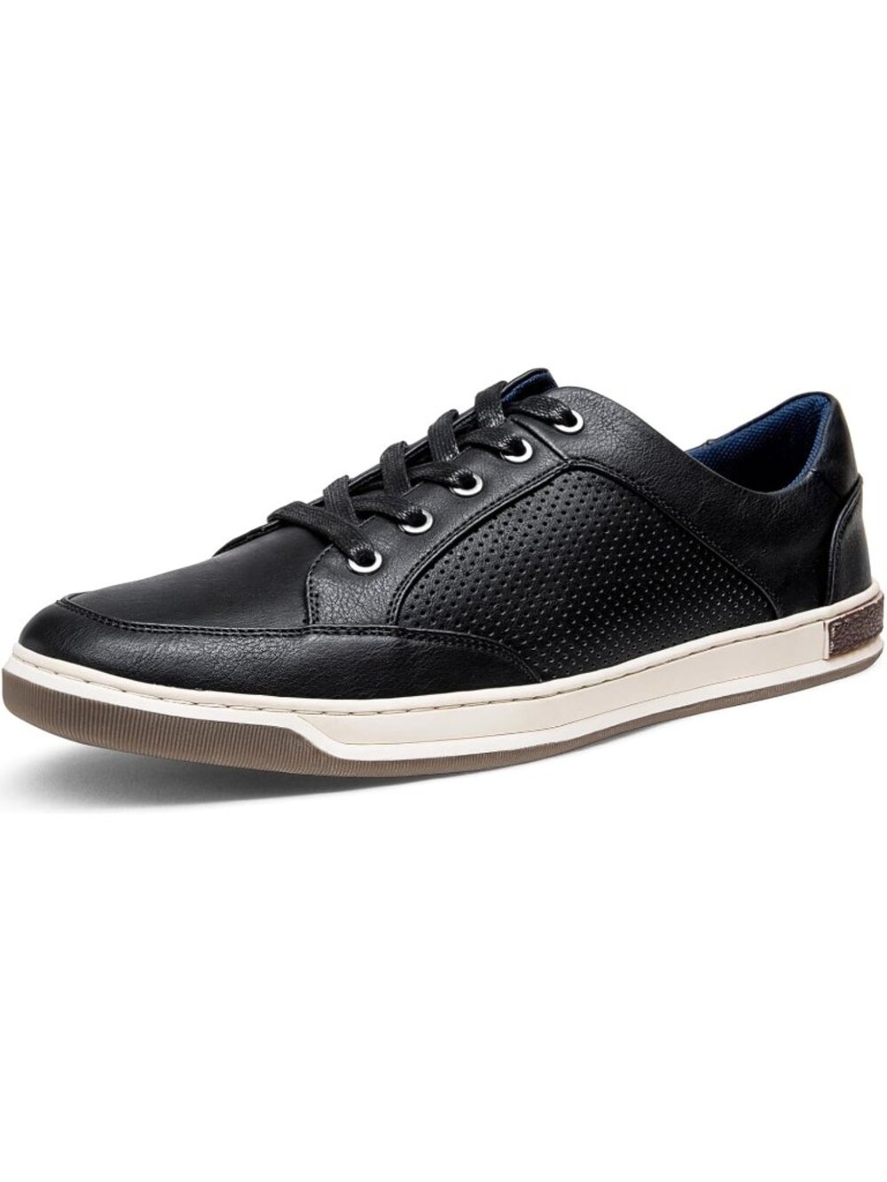 Men's Black Coated Leather Comfortable Business Sneakers Casual Shoes